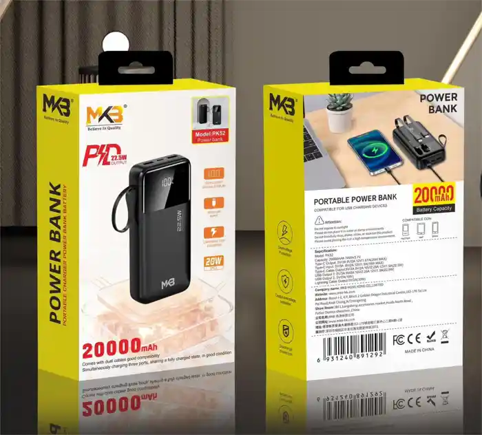 MKB PK52 20000mah power bank PD 22.5W with extra Holder
